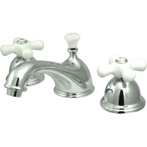 KS3961PX Restoration Widespread Lavatory Faucet with Porcelain Cross Handle, Polished Chrome,8-Inch Adjustable Center