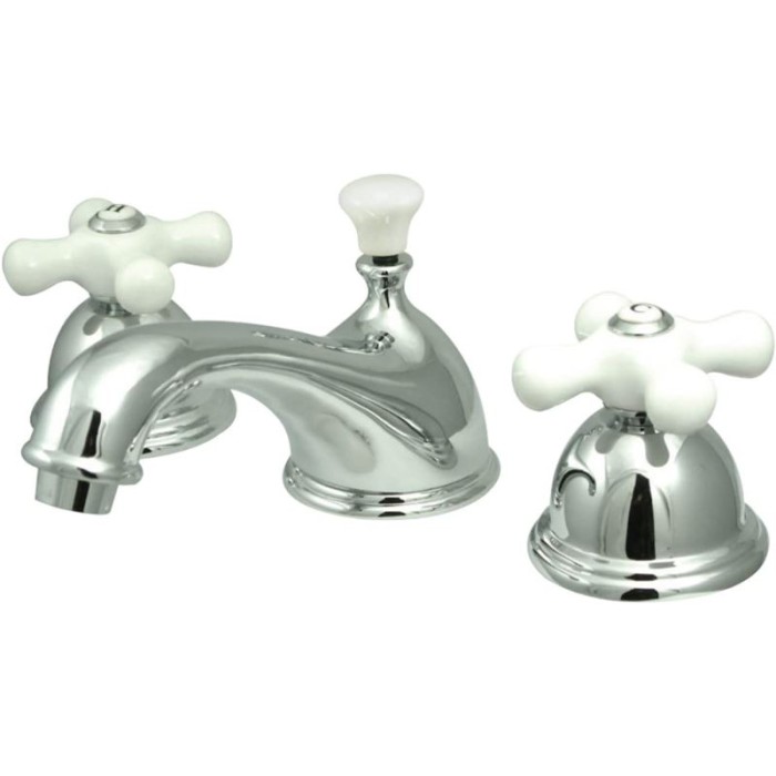 KS3961PX Restoration Widespread Lavatory Faucet with Porcelain Cross Handle, Polished Chrome,8-Inch Adjustable Center