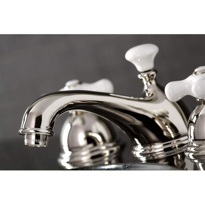 KS3961PX Restoration Widespread Lavatory Faucet with Porcelain Cross Handle, Polished Chrome,8-Inch Adjustable Center
