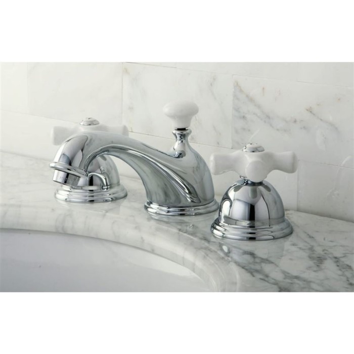 KS3961PX Restoration Widespread Lavatory Faucet with Porcelain Cross Handle, Polished Chrome,8-Inch Adjustable Center