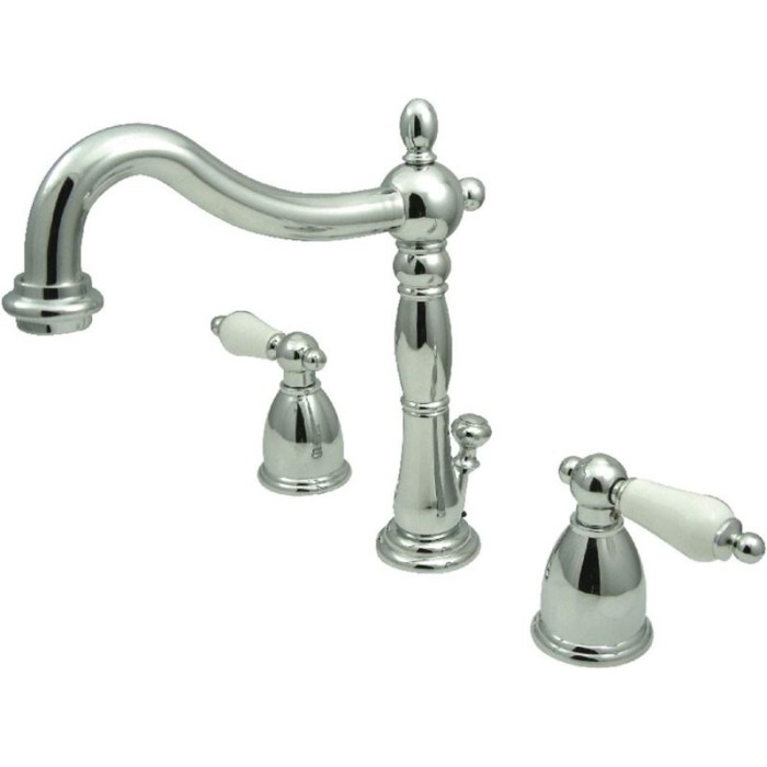 KB1971PL Heritage Widespread Lavatory Faucet with Porcelain Lever Handle, Polished Chrome,8-Inch Adjustable Center