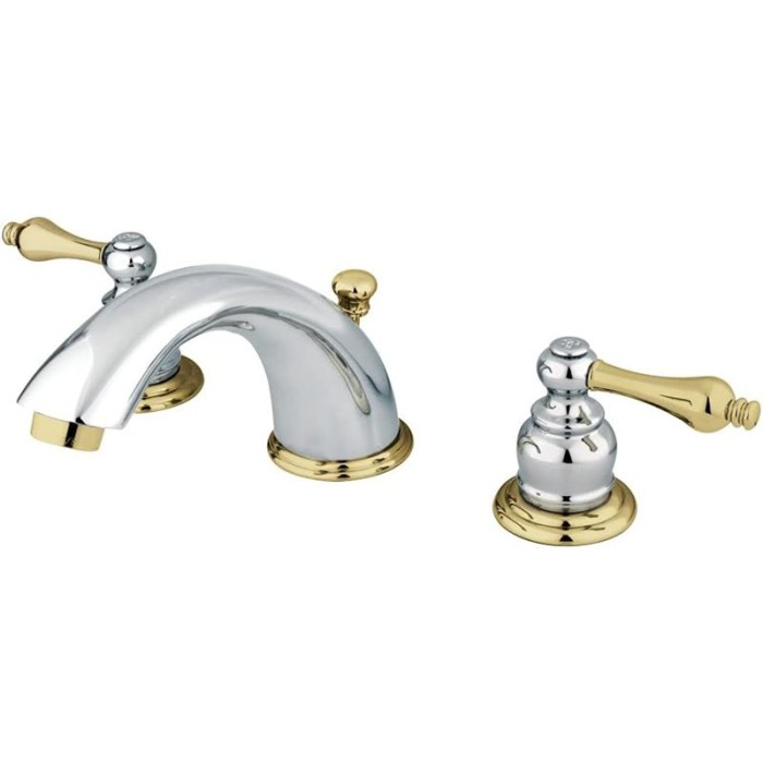 KB974AL Victorian Widespread Lavatory Faucet with Metal lever handle, Polished Chrome and Polished Brass,8-Inch Adjustable Center