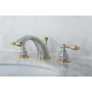 KB974AL Victorian Widespread Lavatory Faucet with Metal lever handle, Polished Chrome and Polished Brass,8-Inch Adjustable Center