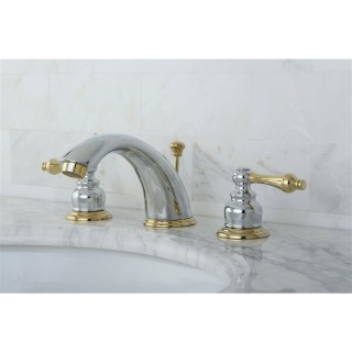 KB974AL Victorian Widespread Lavatory Faucet with Metal lever handle, Polished Chrome and Polished Brass,8-Inch Adjustable Center