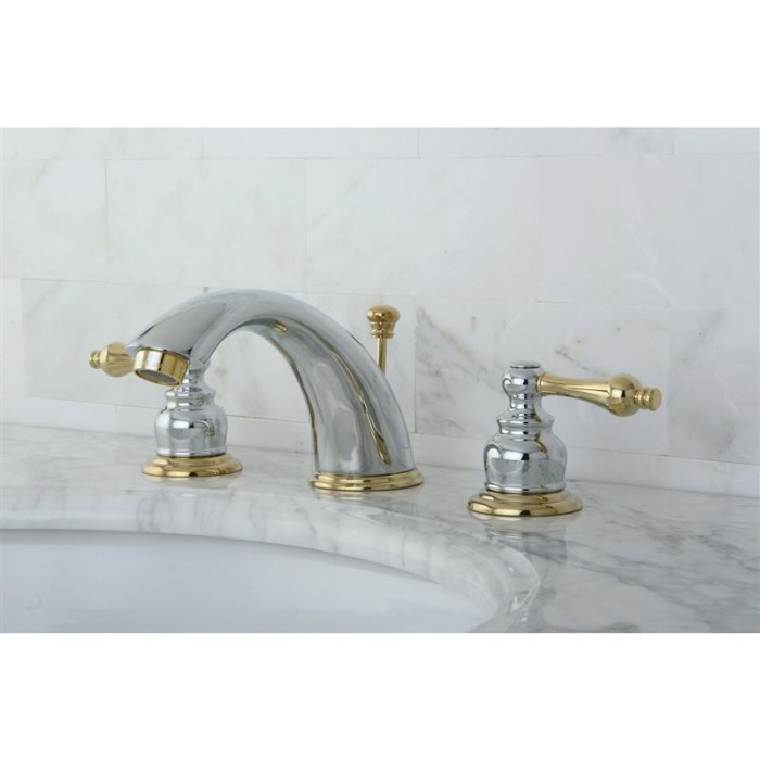 KB974AL Victorian Widespread Lavatory Faucet with Metal lever handle, Polished Chrome and Polished Brass,8-Inch Adjustable Center