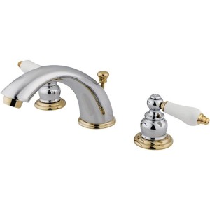 KB974B Victorian Widespread Bathroom Faucet, 8-Inch Adjustable Center, Polished Chrome/Polished Brass