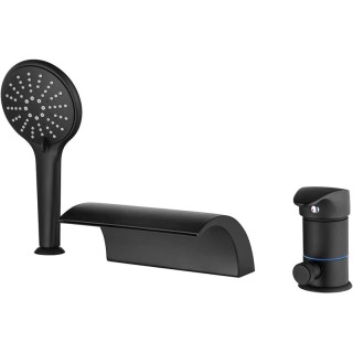 Waterfall Roman Tub Faucet Matte Black 3 Holes Single Handle with Tub Filler with Hand Shower High Flow