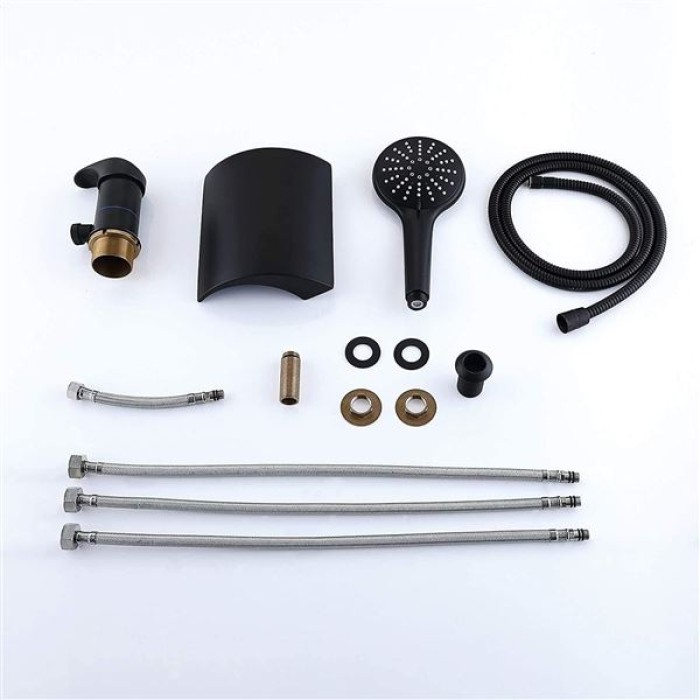 Waterfall Roman Tub Faucet Matte Black 3 Holes Single Handle with Tub Filler with Hand Shower High Flow