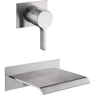 Waterfall Wall Mount Tub Filler Brushed Nickel with Valve Single Handle Brass High Flow