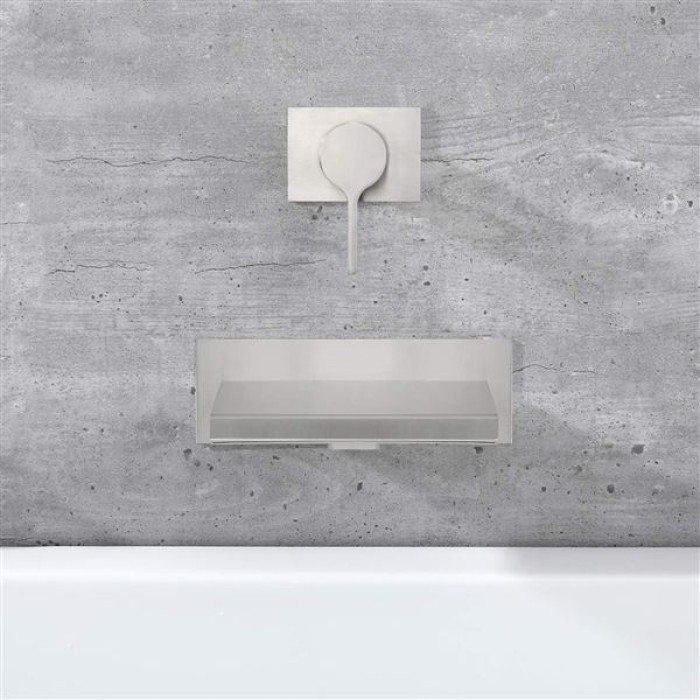 Waterfall Wall Mount Tub Filler Brushed Nickel with Valve Single Handle Brass High Flow