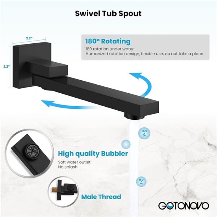 Wall Mounted Bathtub Faucet with Hand Held Sprayer,Tub Shower Faucet Set,Single Handle Bathroom Shower System Mixer for Tub,Rough-In Valve Included Swivel Tub Spout Matte Black