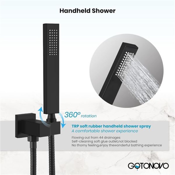 Wall Mounted Bathtub Faucet with Hand Held Sprayer,Tub Shower Faucet Set,Single Handle Bathroom Shower System Mixer for Tub,Rough-In Valve Included Swivel Tub Spout Matte Black