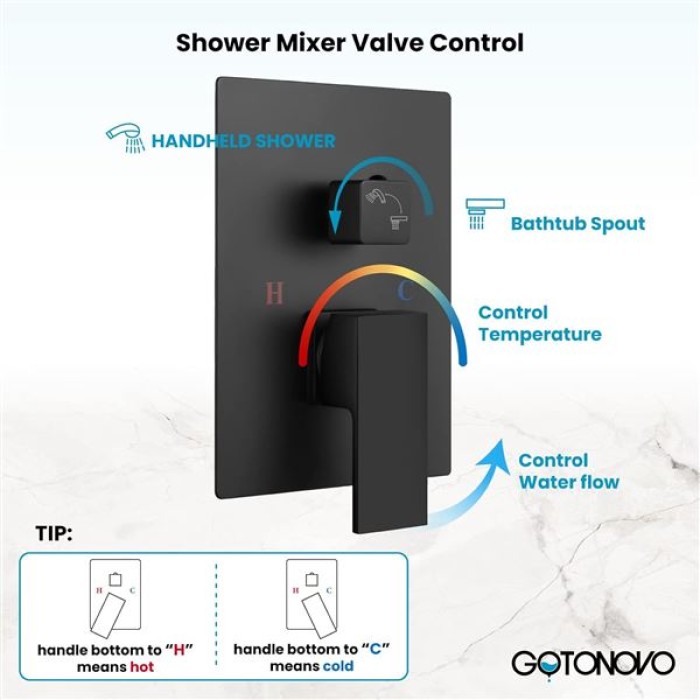 Wall Mounted Bathtub Faucet with Hand Held Sprayer,Tub Shower Faucet Set,Single Handle Bathroom Shower System Mixer for Tub,Rough-In Valve Included Swivel Tub Spout Matte Black