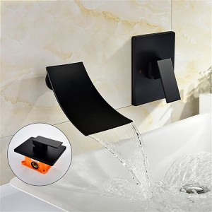 Bathroom Faucet Waterfall Bathroom Sink Faucet Modern Design Single Handle 2 Hole Basin Mixer Tap Brass Hot and Cold Faucet Wall Mounted Lavatory Faucet