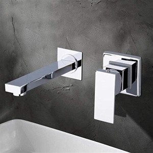 Faucet Single Handle Brass Basin Faucets Wall Mounted Waterfall Sink Faucet Surface Chrome Finished Bathroom Mixer Tap Hidden Tap