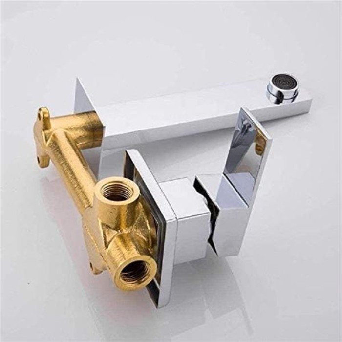 Faucet Single Handle Brass Basin Faucets Wall Mounted Waterfall Sink Faucet Surface Chrome Finished Bathroom Mixer Tap Hidden Tap