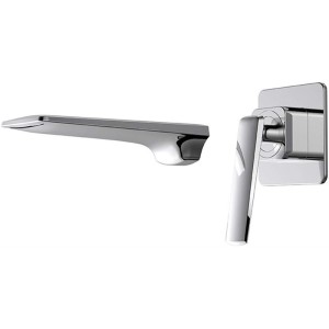 Waterfall Bathroom Sink Faucet with Hot and Cold Water Brass Wall Mounted Bathroom Tap Single Handle 2 Hole Basin Faucet for Hotel, Villa,Chrome (Chrome)