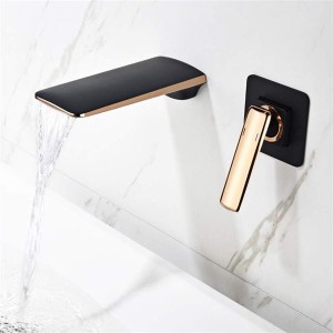 Waterfall Bathroom Sink Faucet with Hot and Cold Water Brass Wall Mounted Bathroom Tap Single Handle 2 Hole Basin Faucet for Hotel, Villa,Chrome (Chrome)