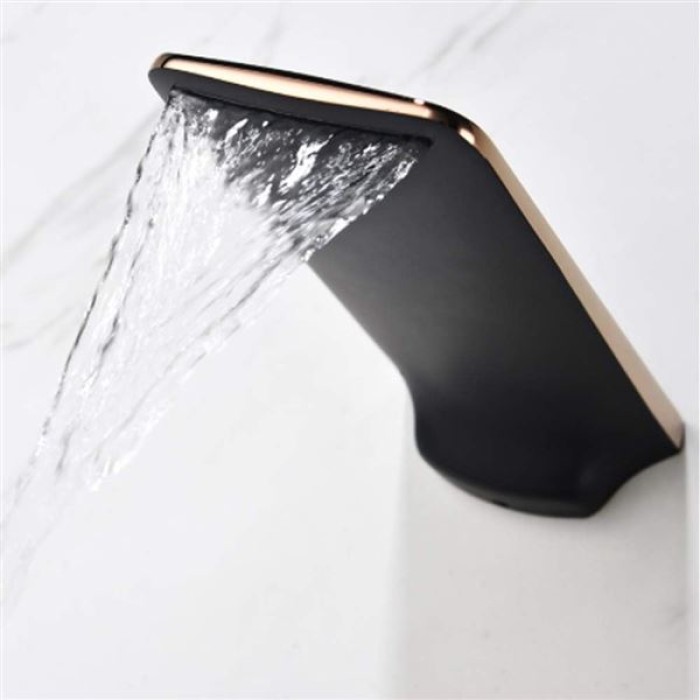 Waterfall Bathroom Sink Faucet with Hot and Cold Water Brass Wall Mounted Bathroom Tap Single Handle 2 Hole Basin Faucet for Hotel, Villa,Chrome (Chrome)