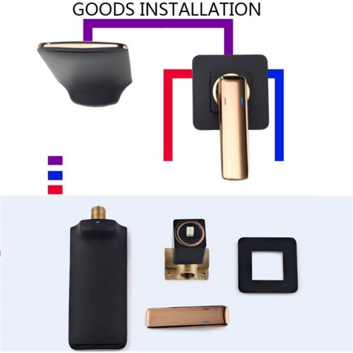 Waterfall Bathroom Sink Faucet with Hot and Cold Water Brass Wall Mounted Bathroom Tap Single Handle 2 Hole Basin Faucet for Hotel, Villa,Chrome (Chrome)