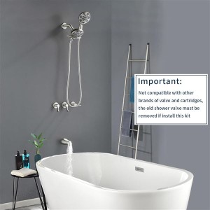 3 Handles Shower Faucet Set with Tub Spout Bathtub Shower Faucet Combo Set Shower System Complete Tub and Shower Trim Kit Brushed Nickel Wall Mounted Shower Fixtures
