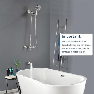 3 Handles Shower Faucet Set with Tub Spout Bathtub Shower Faucet Combo Set Shower System Complete Tub and Shower Trim Kit Brushed Nickel Wall Mounted Shower Fixtures