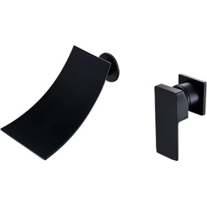 Faucets,Wall Mounted Waterfall Sink Faucet Single Handle Waterfall Water Outlet Bathroom Vessel Sink Mixer/Black