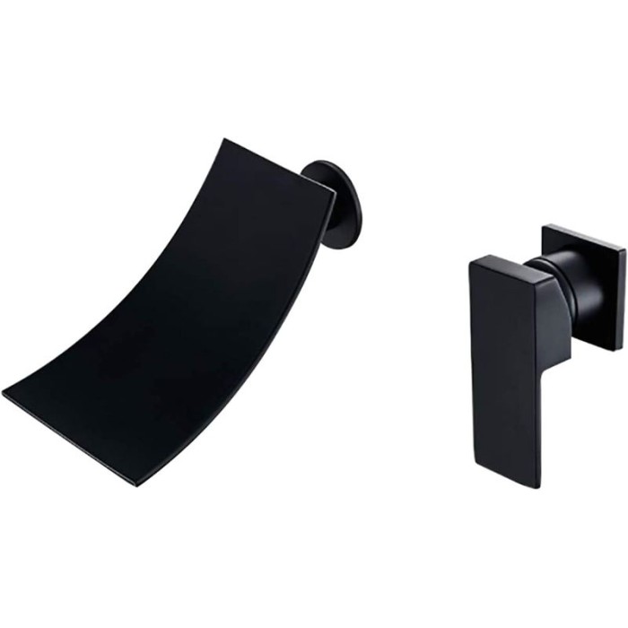 Faucets,Wall Mounted Waterfall Sink Faucet Single Handle Waterfall Water Outlet Bathroom Vessel Sink Mixer/Black