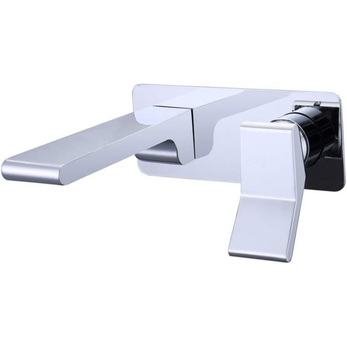 Chrome Bathroom Sink Faucet with Hot and Cold Water Brass Wall Mounted Bathroom Sink Tap Single Handle Two Holes Basin Faucet for Villa, Hotel