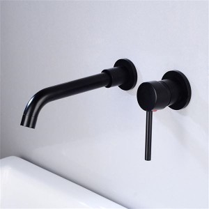 Wall Mounted Bathroom Faucet,Wall Mount Faucet Brass Basin Faucet,Single Handle Bathroom Sink Faucet,Basin Kitchen Bathroom Faucet 360 Degree Swivel Spout,Hot Cold Water Control,Go (Nero)
