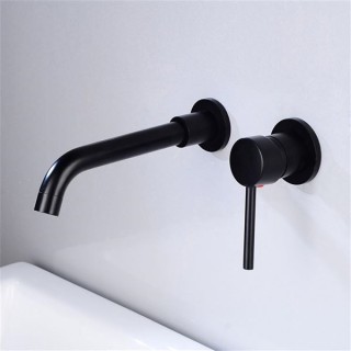 Wall Mounted Bathroom Faucet,Wall Mount Faucet Brass Basin Faucet,Single Handle Bathroom Sink Faucet,Basin Kitchen Bathroom Faucet 360 Degree Swivel Spout,Hot Cold Water Control,Go (Nero)