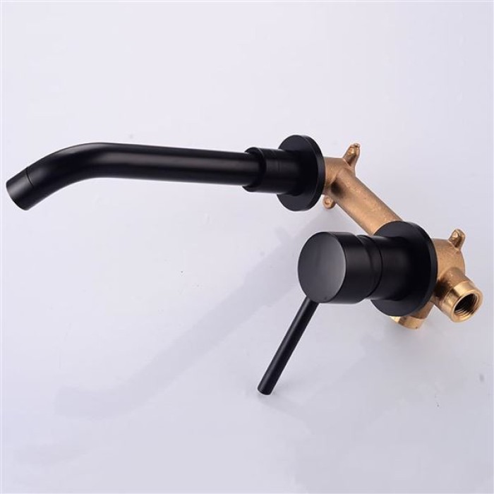 Wall Mounted Bathroom Faucet,Wall Mount Faucet Brass Basin Faucet,Single Handle Bathroom Sink Faucet,Basin Kitchen Bathroom Faucet 360 Degree Swivel Spout,Hot Cold Water Control,Go (Nero)