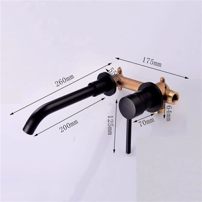Wall Mounted Bathroom Faucet,Wall Mount Faucet Brass Basin Faucet,Single Handle Bathroom Sink Faucet,Basin Kitchen Bathroom Faucet 360 Degree Swivel Spout,Hot Cold Water Control,Go (Nero)
