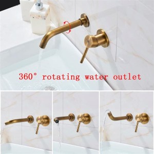 Wall Mounted Bathroom Faucet,Basin Tap with 360 Degrees Rotating Spout,Single Handle,Wall Mounted Bathroom Sink Tap,Antique(Antique)