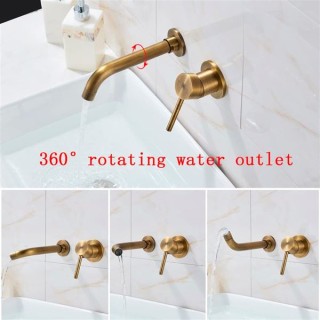 Wall Mounted Bathroom Faucet,Basin Tap with 360 Degrees Rotating Spout,Single Handle,Wall Mounted Bathroom Sink Tap,Antique(Antique)