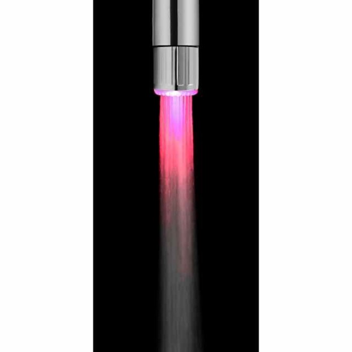 Deck Mounted Kitchen Faucet,Brushed Contemporary LED Water Faucet Light Colorful Changing Glow Shower Head Kitchen Tap Aerators