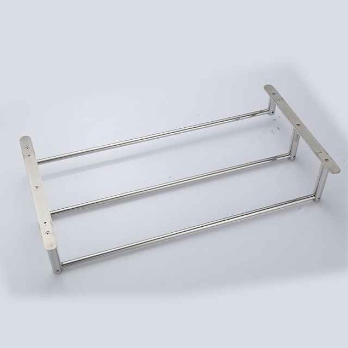 Towel Racks Stainless Steel 3-Tiers Bath Towel Bar Wall Mount Mirror Polished Silvery 60/70cm