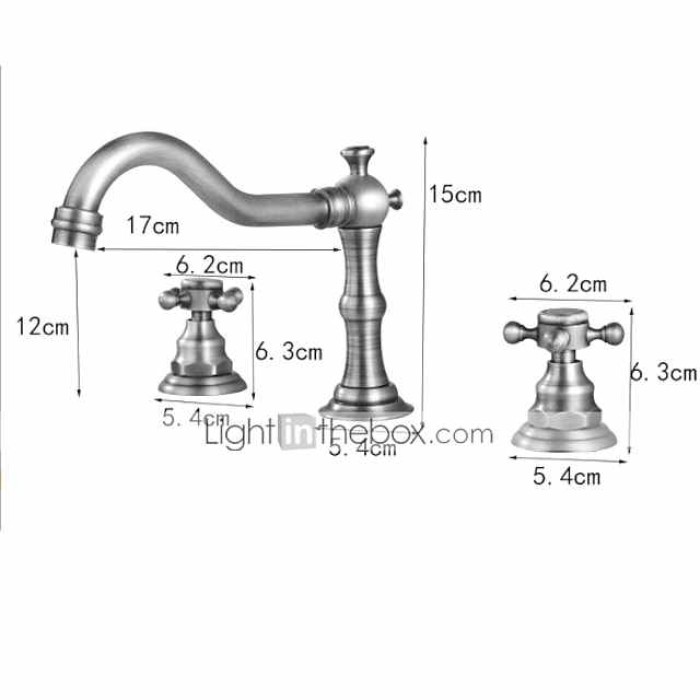 Bathroom Sink Faucet,Widespread Two Handle Three Holes, Brass Chrome Bathroom Sink Faucet Contain with Supply Lines and Drain Plug and Hot/Cold Switch