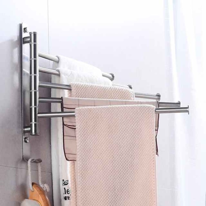 Bathroom Towel Rack Rotatable Activity Towel Bar Stainless Steel Brushed Bathroom Storage Towel Rack