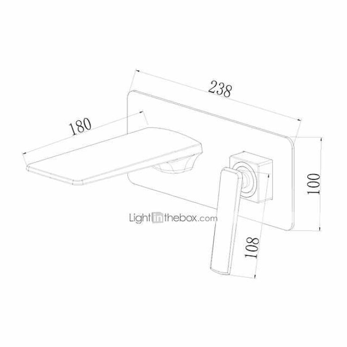 Brass Wall Mounted Bathroom Sink Faucet,Black/Silvery Waterfall Painted Finishes Bath Taps with Hot and Cold Switch