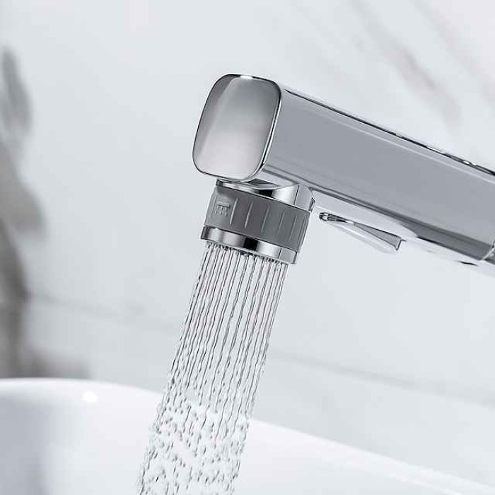 Bathroom Sink Faucet - Pull out / Pullout Spray Electroplated Centerset Single Handle One HoleBath Taps