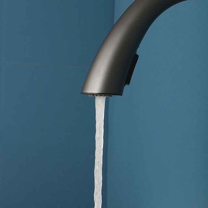 Kitchen Faucet with Pull-out Spray 360° Rotated Single Handle One Hole Minimalist Modern Contemporary Kitchen Taps