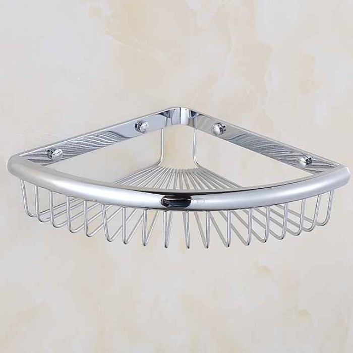 Shower Caddy Corner Basket Bathroom Shelf Antique Brass Bathroom Organizer Wall Mounted Storage
