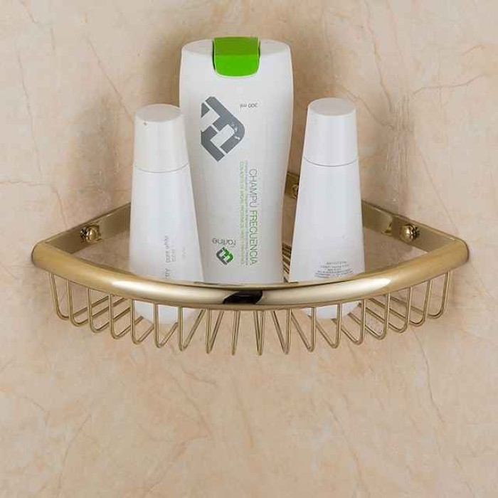 Shower Caddy Corner Basket Bathroom Shelf Antique Brass Bathroom Organizer Wall Mounted Storage