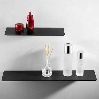 Bathroom Shelf Self-adhesive Bath Storage Rack 30-50cm Modern Space Aluminum Rust-proof Bathroom Organizer Wall Shelf (Black/White)