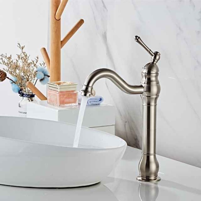 Bathroom Sink Faucet Antique Brass/ORB/Brushed Rotatable Single Handle One Hole Bath Taps