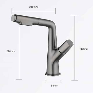 Bathroom Sink Faucet with Pull Out Spray,Brass Liftable 3-modes Electroplated / Painted Finishes Centerset Single Handle One Hole Lavatory Rotating Spout for Cold and Hot Water Bath Taps