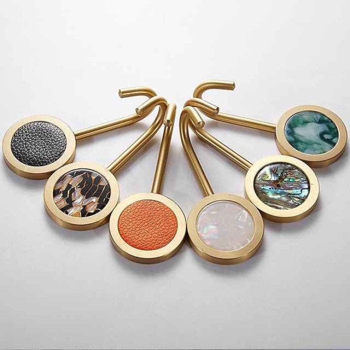 Punch-Free Shell Brass Clothes Hook Bathroom Wall Hook Clothes Hook Toilet Toilet Single Hook