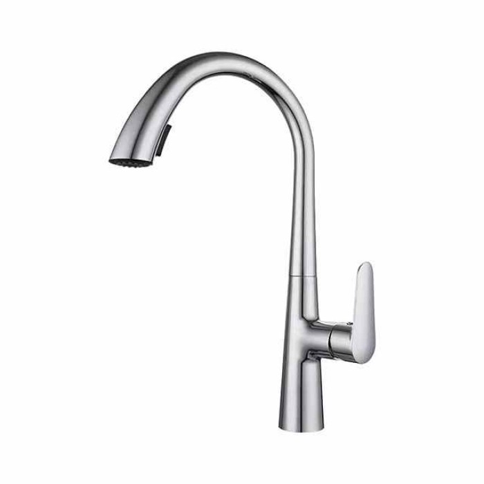 Kitchen Faucet with Pull-out Sprayer,Single Handle One Hole Electroplated Pull-out / Pull-down Centerset Retro Vintage Kitchen Taps