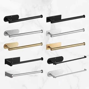 Self-adhesive Towel Rack Wall Mounted Bathroom 304 Stainless Steel Towel Rack Toilet Multi-Function Toilet Paper Rack Perforated Free Towel Rack Towel Rack